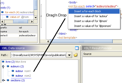 xslt drag'n drop